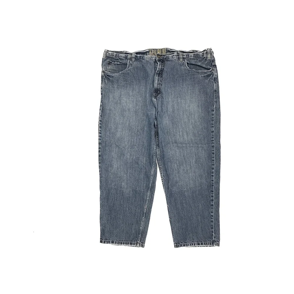 626 Blue Loose Fit Jeans Mens 48x30 Blue Dark Wash Denim Frayed Hem